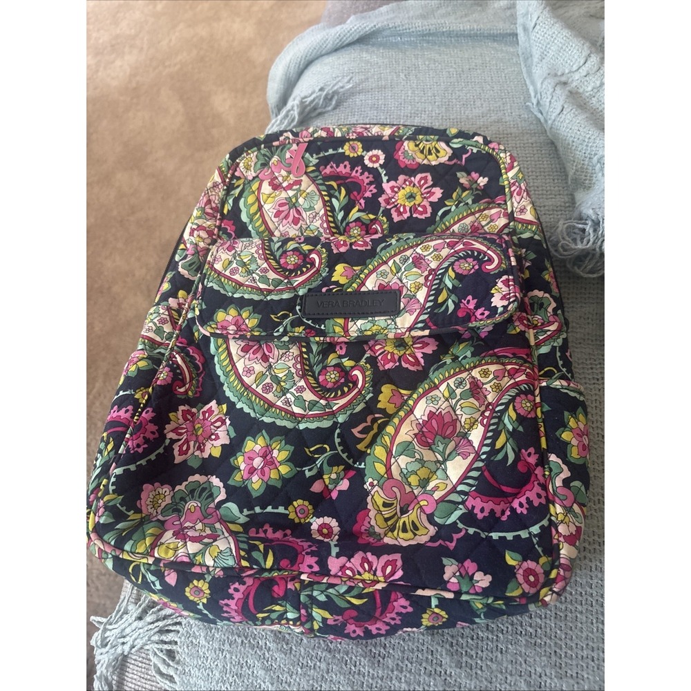 Vera Bradley Petal Paisley Backpack Small Navy Pink Green Cute